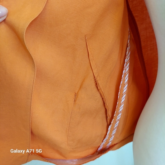 Vintage Larry Levine Orange Linen Blend Cropped 3/4 Sleeve Jacket Sz M - Picture 11 of 17